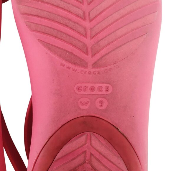 Crocs Serena T Strap Slingback Watermelon Pink Sandals Size 9 - Picture 13 of 16